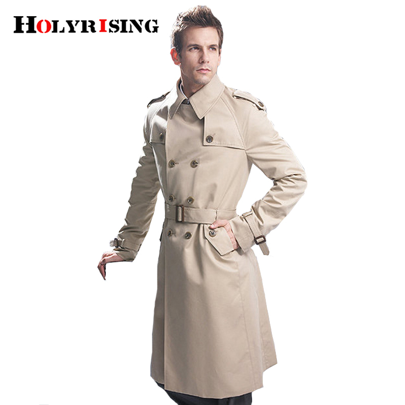 Trench Coat Men Classic Double Breasted Mens Long Coat Mens Clothing Long Jackets & Coats British Style Overcoat S6XL size 201120
