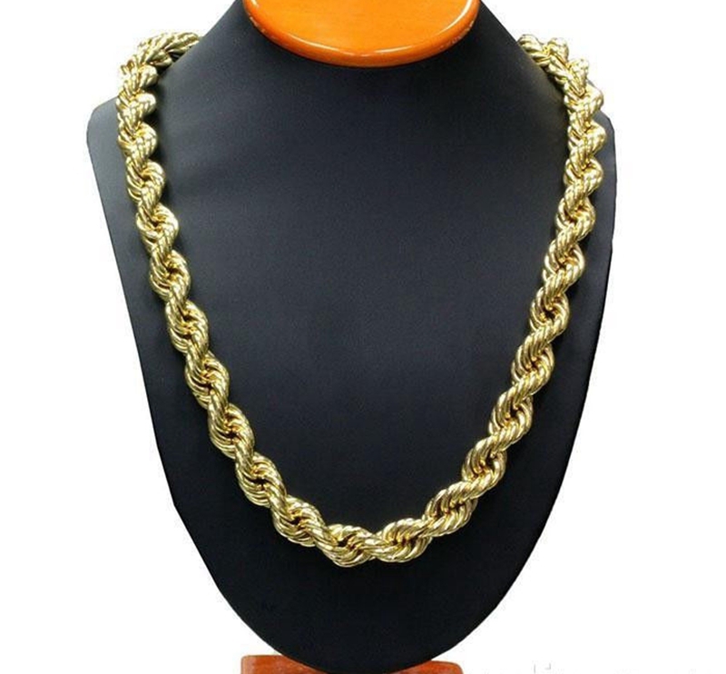 Classic Trendy Rope Chain link 18K Yellow Gold Filled Twisted Womens Mens Necklace Chain 23.6"