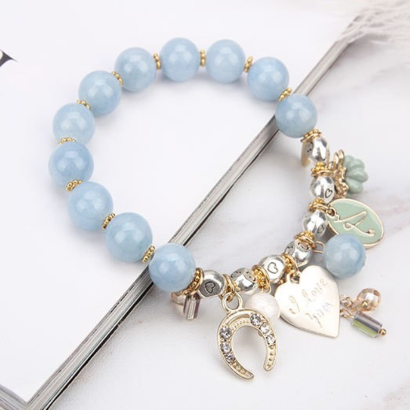 Popular Design Metal Charm Bracelet Womens Holiday Gift Natural Gemstone Strands Jewelry
