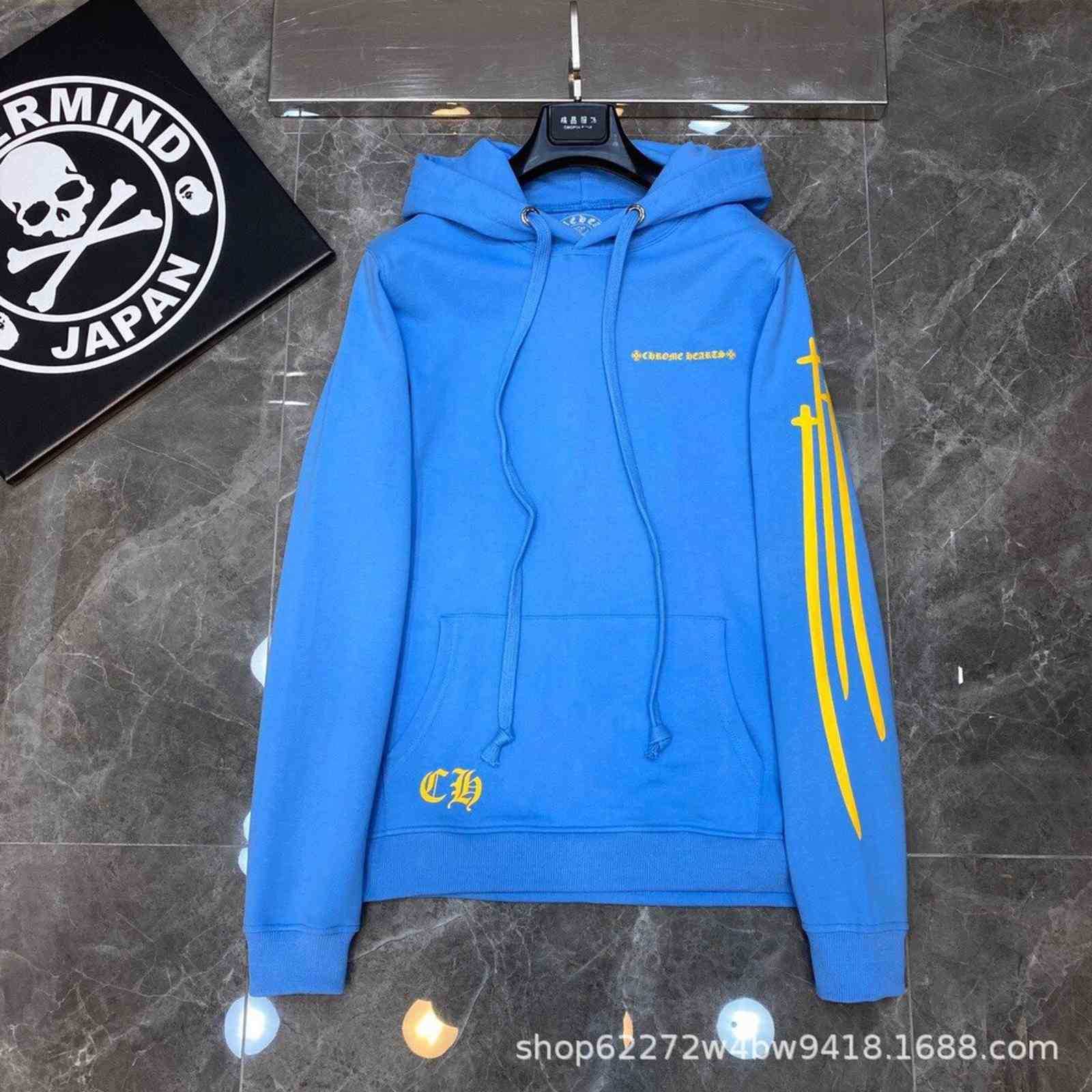 Hoodies Sweatshirts Chromes Spring and autumn crohin ch sword printed long sleeve for men and women couples loose hooded cotton T-shirt, Limited blue
Hoodies Sweatshirts Chromes Spring and autumn crohin ch sword printed long sleeve for men and women couples loose hooded cotton T-shirt, Limited blue