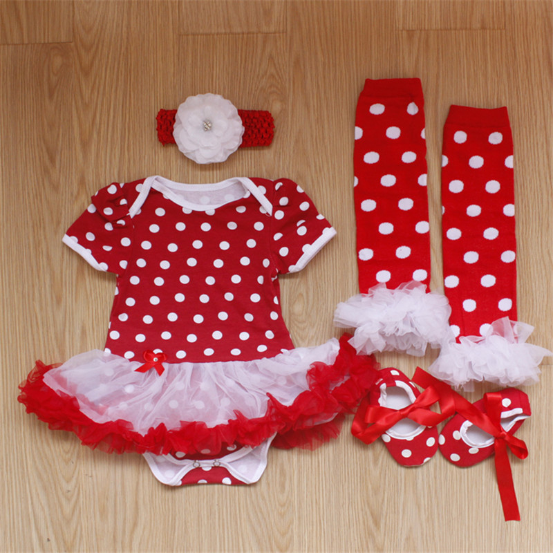 0-12 Months Newborn Baby Girl Romper Dress 4pcs Clothes Set Head Accessories Shoes Socks Outfits summer romper baby Costume Y1221