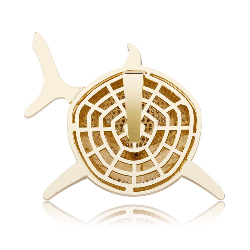 TOPGRILLZ Large 6IX9INE Shark Pendant Iced Cubic Zirconia Pendant Necklace Fashion Jewelry Gift 14mm Cuban Chain Can Passable 200928