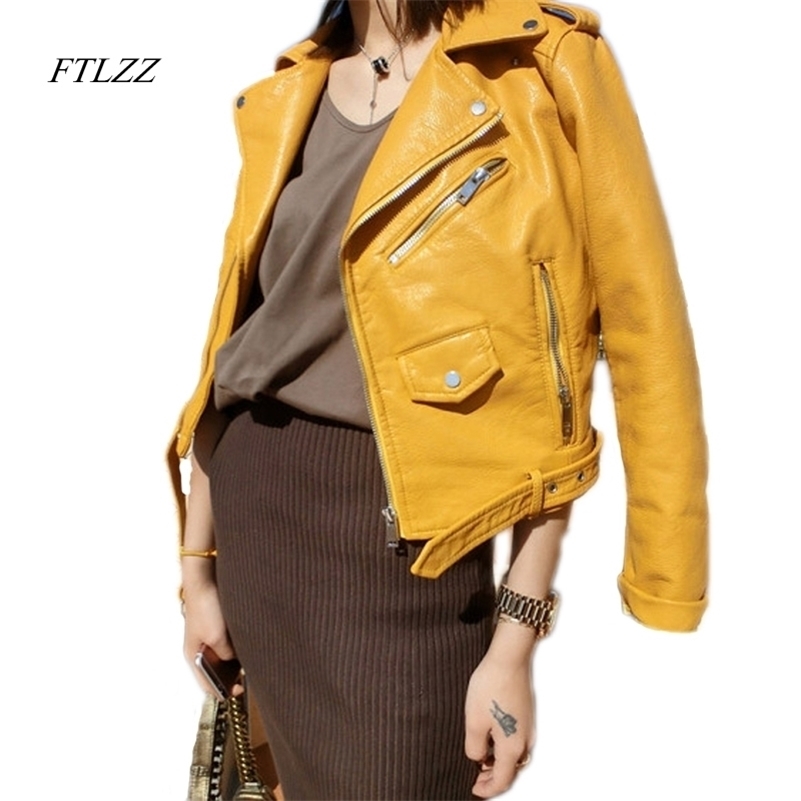 FTLZZ Zipper PU Leather Jacket Short Pink Motorcycle Jackets With Belt Classic Basic Spring Women Faux Leather Outwear 201029
FTLZZ Zipper PU Leather Jacket Short Pink Motorcycle Jackets With Belt Classic Basic Spring Women Faux Leather Outwear 201029