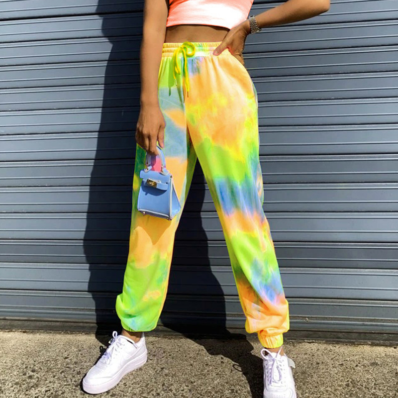 Autumn Women's trousers Summer New TieDye Fashion Casual Sports Pants Female Harem Pants women Tie Dye Elastic Waist pants 201112
