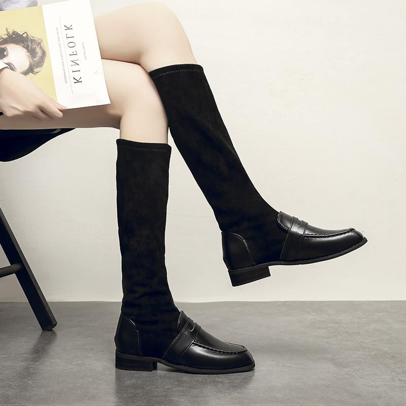 High Knee Boots Women Shoes Woman Black Flock Leather Winter Boots Square Mid Heels Slip on Long plus size 35-43
High Knee Boots Women Shoes Woman Black Flock Leather Winter Boots Square Mid Heels Slip on Long plus size 35-43