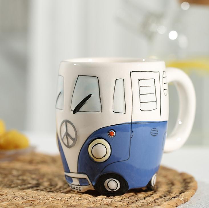 NEW Camper Van Mug cartoon Ceramic cups mugs gifts for kids porcelain cups for coffee Christmas gift lucky cup SN4834