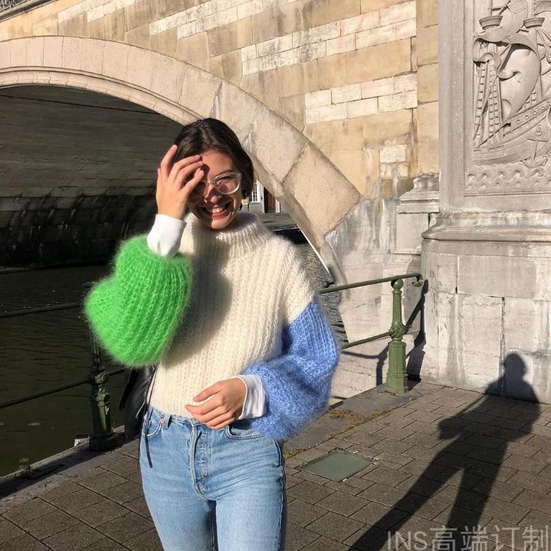 2020 New Fashion Handmade Color Matching Turtleneck Lantern Sleeve Pullover Women Sweater, White
2020 New Fashion Handmade Color Matching Turtleneck Lantern Sleeve Pullover Women Sweater, White