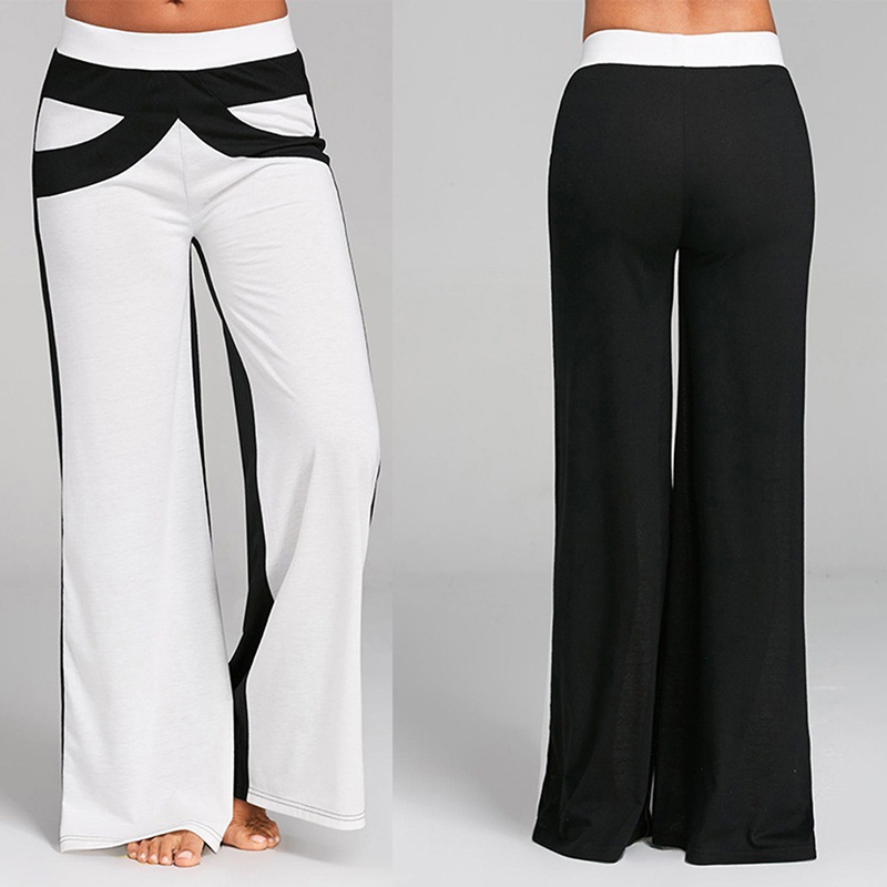 Women Fashion Colorblock High Waist Wide leg Pants Sweatpants Women Plus Size Casual Loose Sweatpants Hot Sale 201109