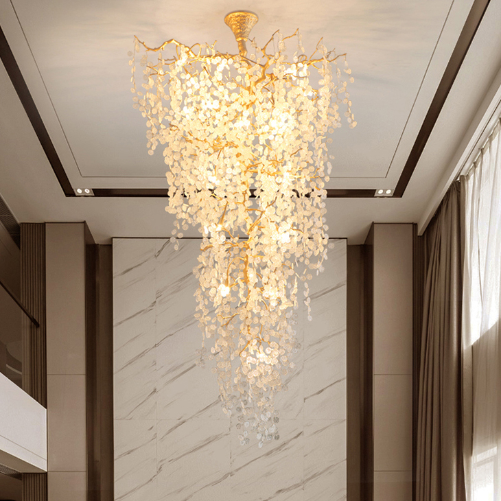 100% Copper Chandelier LED Modern Tree Branches Chandeliers Lights Fixture Hotel Hall Parlor Living Room Villa Stairway Home Indoor Lighting