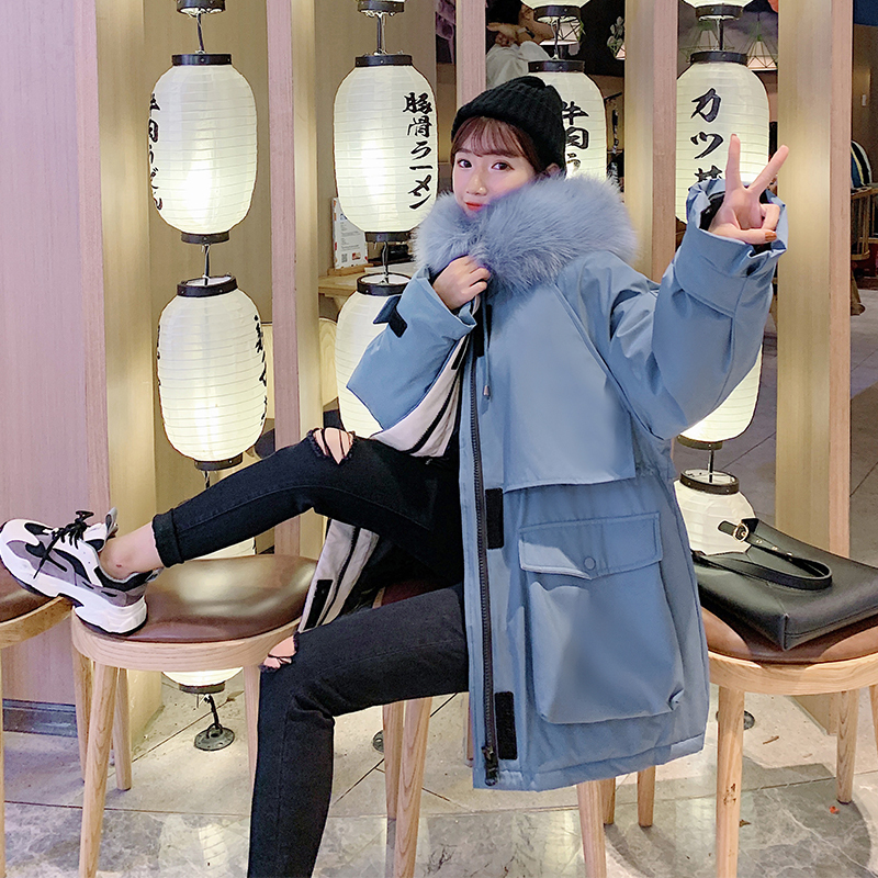 new down midlength loose waist parkas padded women winter bread jacket 201019