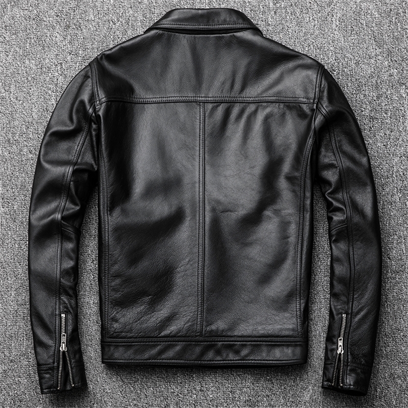 Free Shipping.Genuine Leather jacket.Winter warm casual black Men cowhide clothes.quality plus size leather coat.54-56 slim 201216