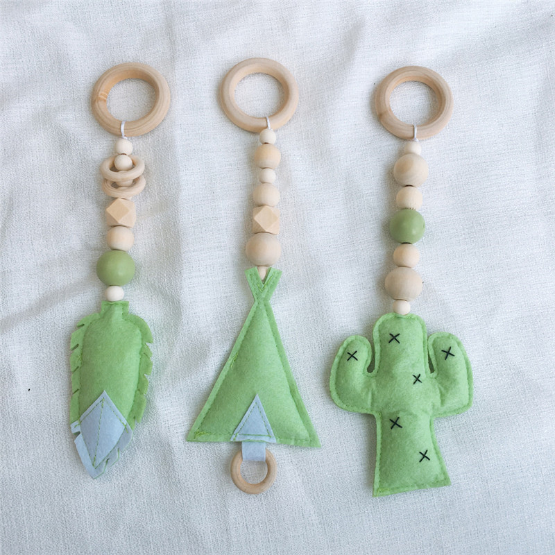 Newborn Baby Play Gym Toys Wood Stroller Toys Baby Hanging Wooden Beads Infant Crib Mobile Toys for Kids Nursery Tent Decoration LJ201113