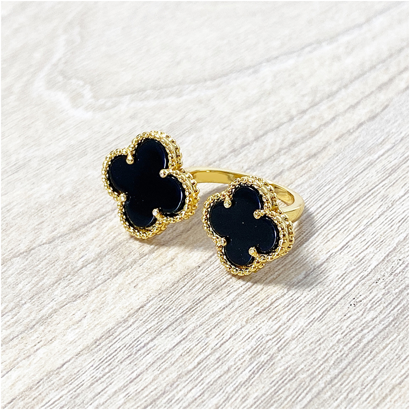 Four Leaf Clover Black Gem Lady Gold Rings For Woman Flower Rings For Women Agate Shell Fashion Jewelry For Women With Box With Stamp, Silver
Four Leaf Clover Black Gem Lady Gold Rings For Woman Flower Rings For Women Agate Shell Fashion Jewelry For Women With Box With Stamp, Silver