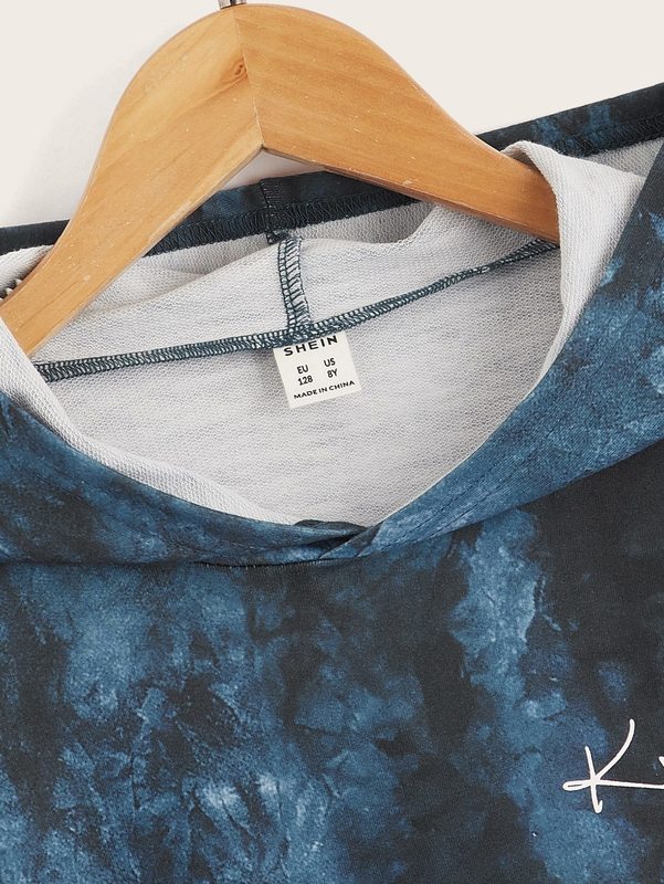 Boys Letter Graphic Tie Dye Hoodie SHE