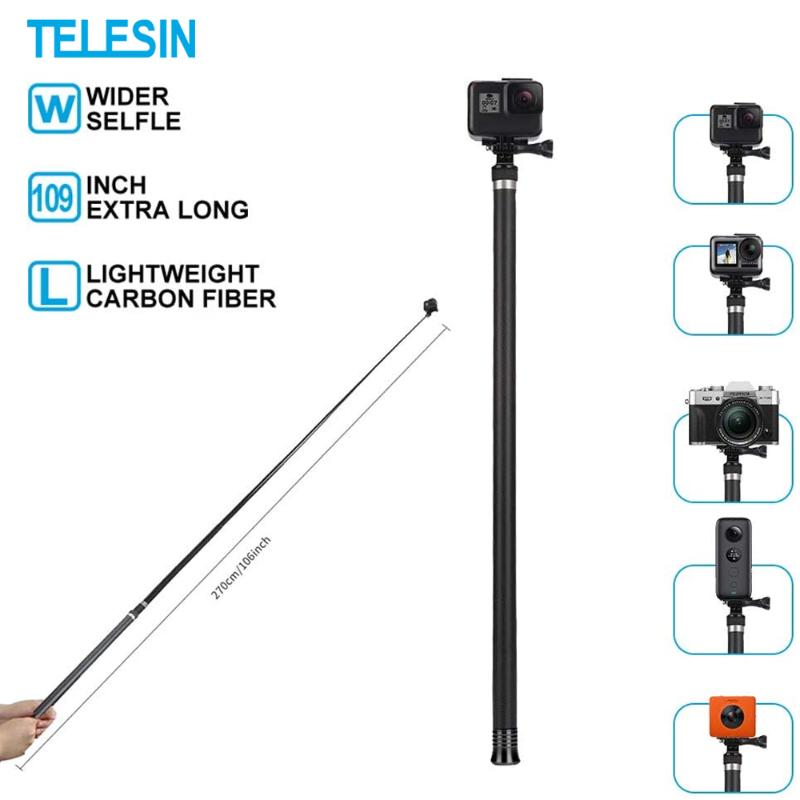 TELESIN 2.7M Carbon Fiber Ultra Long Selfie Stick for Hero 8 Black 7 6 5 4 Insta360 ONE X DJI OSMO Action camera Monopod 
TELESIN 2.7M Carbon Fiber Ultra Long Selfie Stick for Hero 8 Black 7 6 5 4 Insta360 ONE X DJI OSMO Action camera Monopod