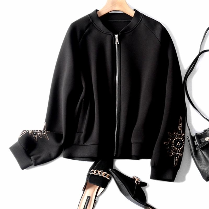 Winter Jackets For Women Office Lady Full Sleeve Solid Stand Collar Zipper Slim Standard Plus Size Women Autumn Jacket 3xl 201019