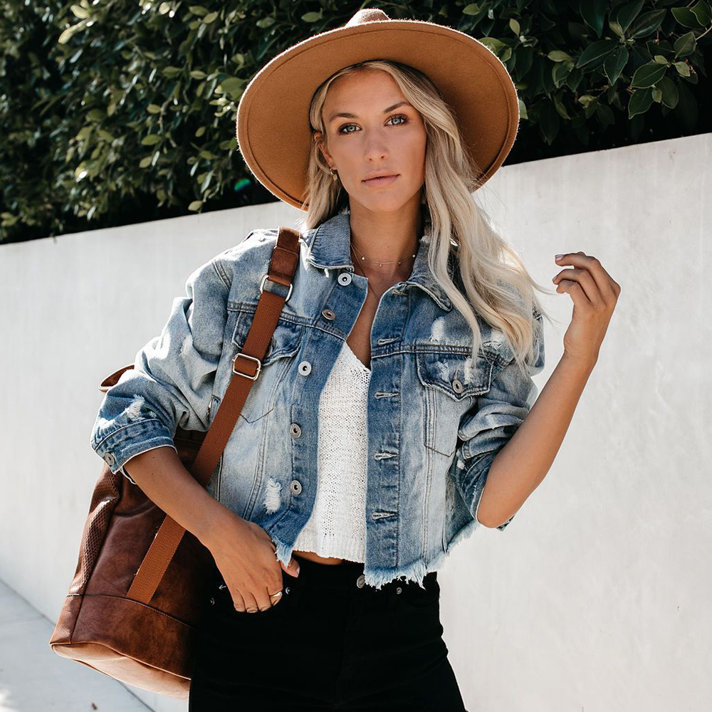 Jackets Vintage Womens Hole Destroyed Short Denim Coat Autumn Girls Cropped Coats and Jackets Women chaqueta mujer D25 201112