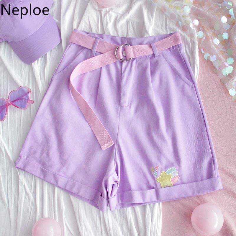 Neploe Korean Causal Sweet Women Jeans Shorts Harajuku Pink Purple Bottoms Summer Belt High Waist Short Feminimos 4B383 Y200822
Neploe Korean Causal Sweet Women Jeans Shorts Harajuku Pink Purple Bottoms Summer Belt High Waist Short Feminimos 4B383 Y200822