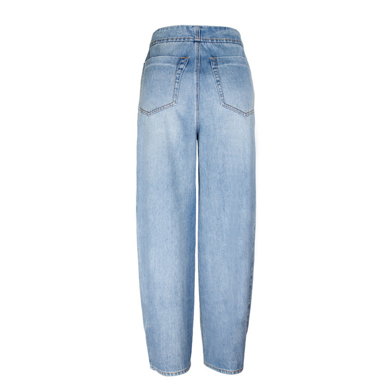 New clothing in Europe and the loose leisure wide legged pants of height of tall waist straight mopping the cowboy pants 201105