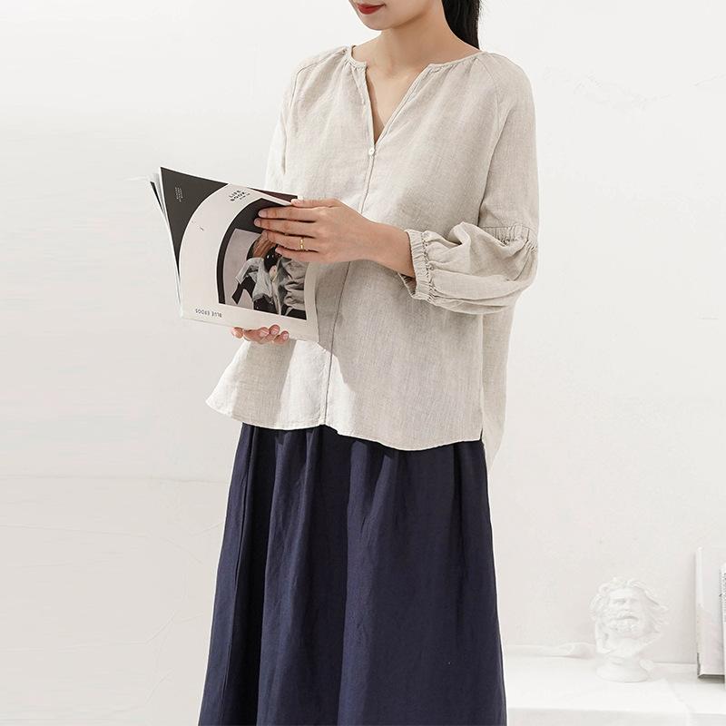 Women's T-Shirt 2022 Autumn 100% Linen Women Loose V-neck Lantern Sleeve Vintage Streetwear Female Shirts Y2K Tops 120093WTYV, White
Women's T-Shirt 2022 Autumn 100% Linen Women Loose V-neck Lantern Sleeve Vintage Streetwear Female Shirts Y2K Tops 120093WTYV, White