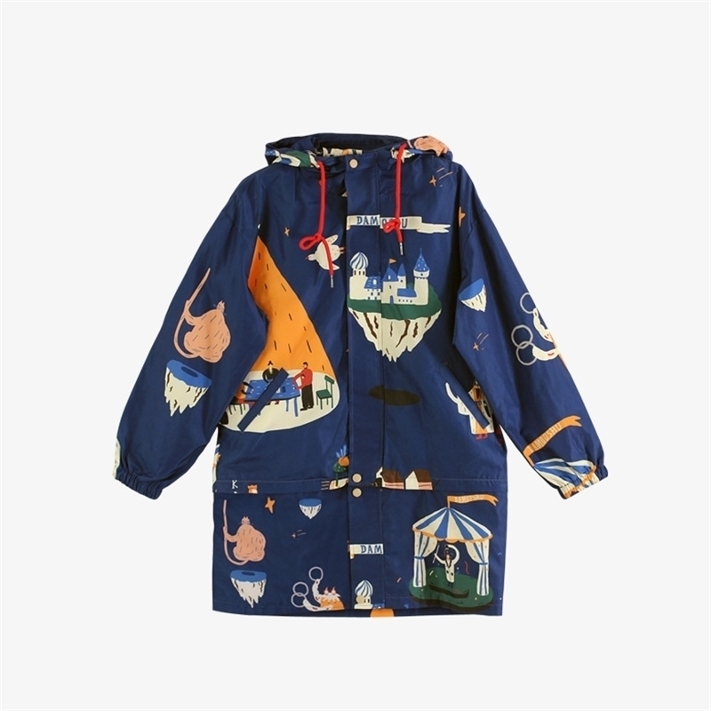 Antumn Winter New Women Trench Jackets Korean Playful Windbreaker Hooded Outwear Original Loose Long Coat 201102