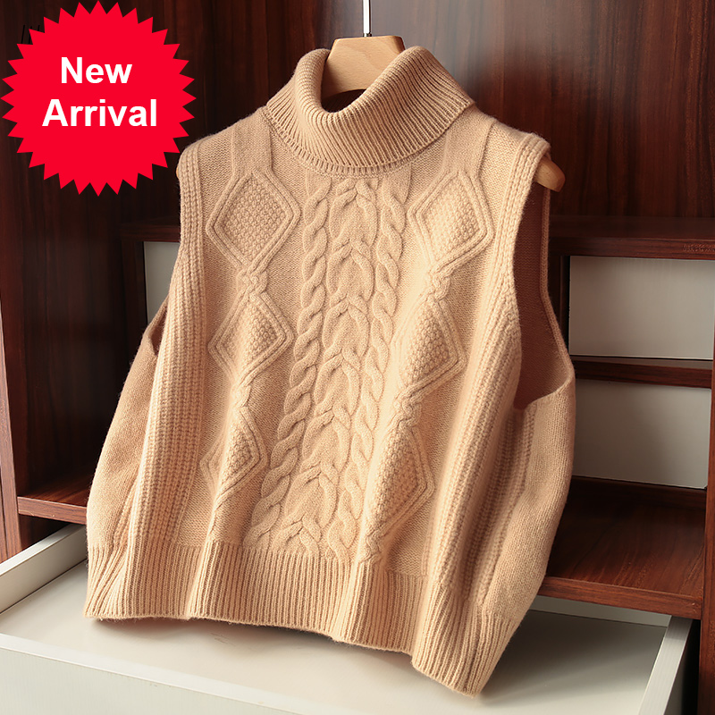 2021 New High Stereo Cable 100% Fine Wool Turn-down Female Mesh Collar Short Vintage Vest No Sleeves Twisted Sweater Qfc8, Black
2021 New High Stereo Cable 100% Fine Wool Turn-down Female Mesh Collar Short Vintage Vest No Sleeves Twisted Sweater Qfc8, Black