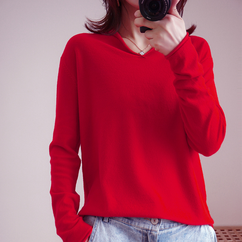 Loose lazy V-neck knitted sweater women fall winter pullovers plus size women's wool tops 201224