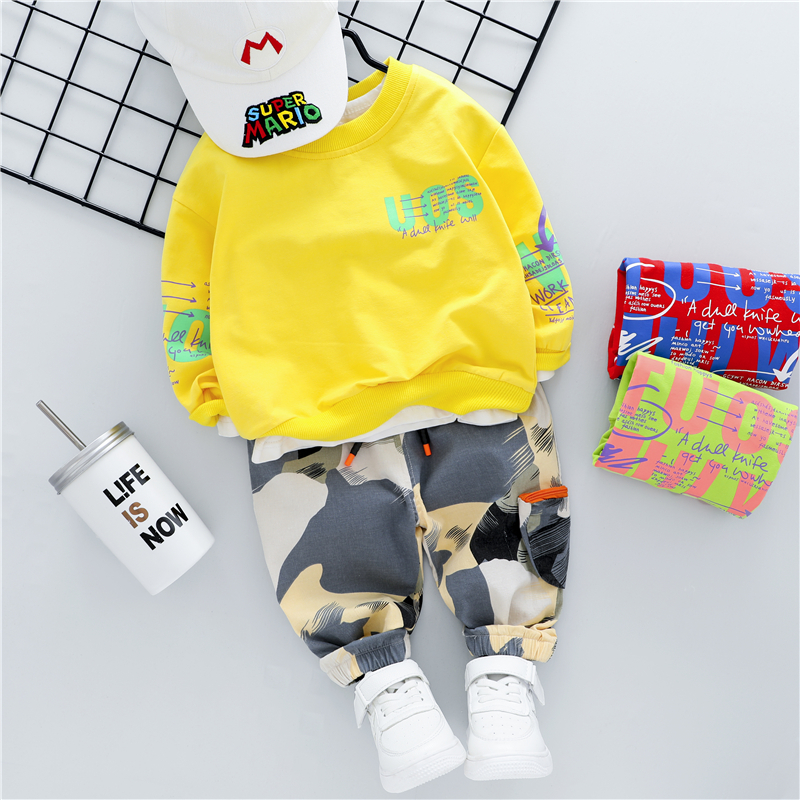 HYLKIDHUOSE Baby Girls Boys Clothing Sets 2020 Autumn T Shirt Camouflage Pants Inafnt Newborn Clothes Kids Children ClothesX1019