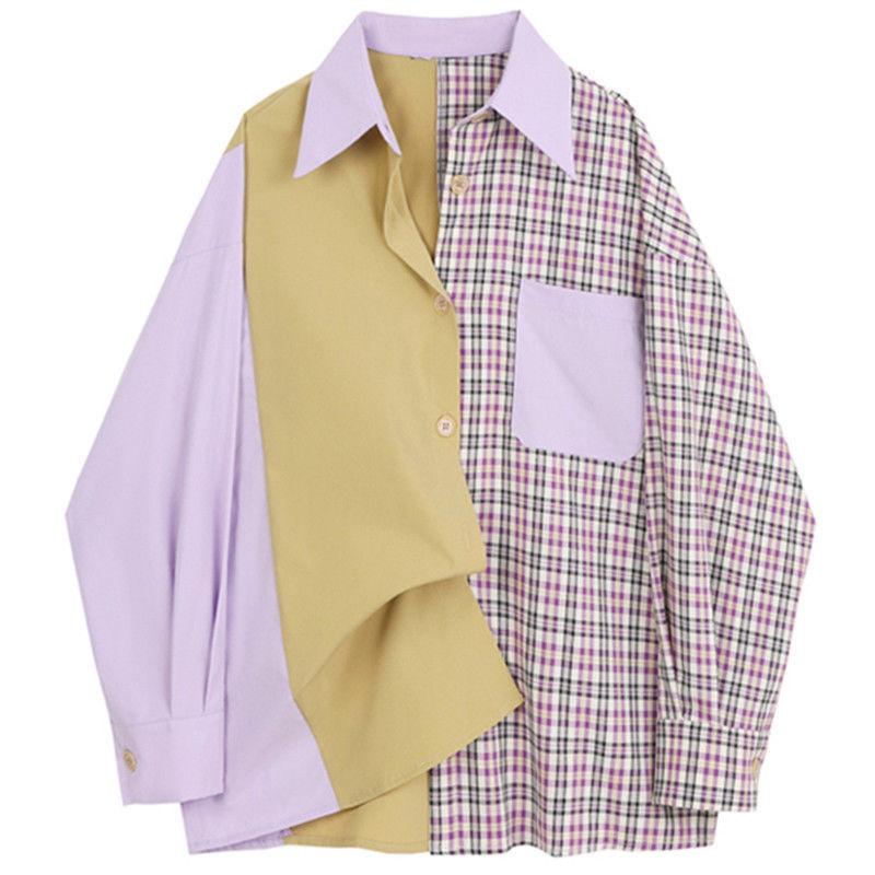 Deeptown Plaid Shirts Women Fashion Autumn Splice Print Button Up Shirt Long Sleeve Tops Casual Loose Oversized Blouse Women, Purple
Deeptown Plaid Shirts Women Fashion Autumn Splice Print Button Up Shirt Long Sleeve Tops Casual Loose Oversized Blouse Women, Purple