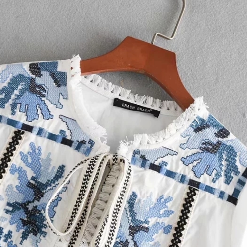 Women Embroidery Stitching Tassels Decoration Jacket Leisure Long Sleeve Coat Loose tops fashion Streetwear Outerwear T200319