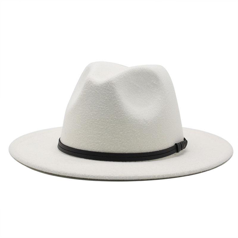 Wide Brim Hats Men Women Wool Felt Fedora Panama Hat With Belt Buckle Jazz Trilby Cap Party Formal Top In White,black 18colors
Wide Brim Hats Men Women Wool Felt Fedora Panama Hat With Belt Buckle Jazz Trilby Cap Party Formal Top In White,black 18colors