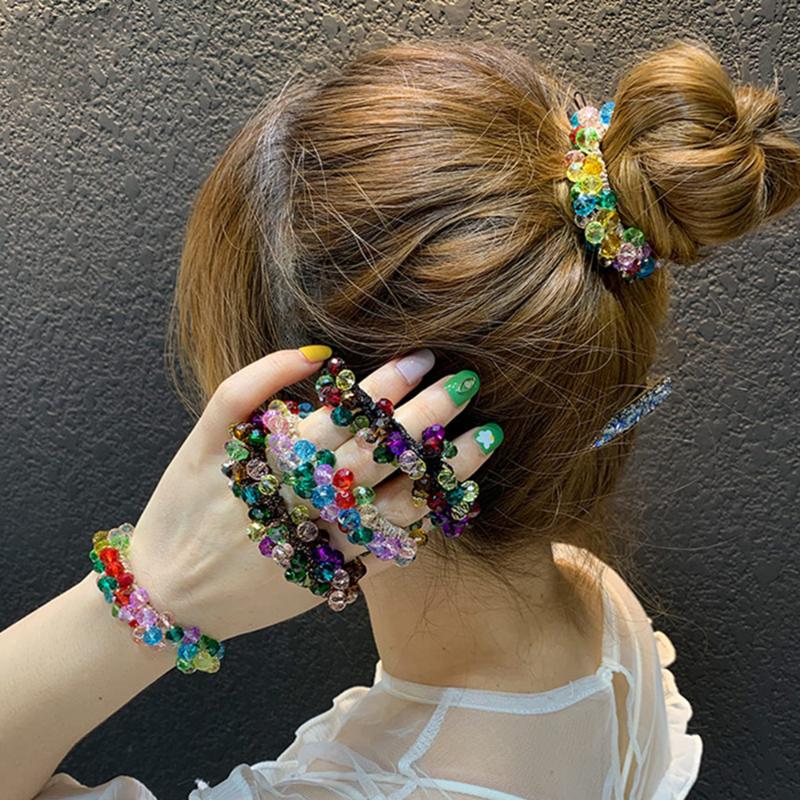 Haimeikang Elastic Scrunchies Korean Fashion Crystal Beaded Rubber Ties Bands Women's Hair Accessories Head rope Headdress
Haimeikang Elastic Scrunchies Korean Fashion Crystal Beaded Rubber Ties Bands Women's Hair Accessories Head rope Headdress