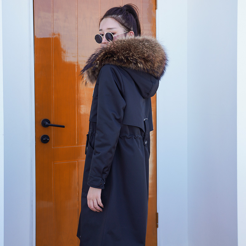 Parka Overcoat Women's Mid-length Raccoon Rabbit Detachable Liner Nick Winter Coat Women Real Fur 201031