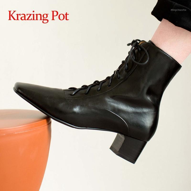 Krazing pot work boots genuine leather gorgeous square toe thick med heel zipper office lady dress daily wear ankle boots L551, Black
Krazing pot work boots genuine leather gorgeous square toe thick med heel zipper office lady dress daily wear ankle boots L551, Black