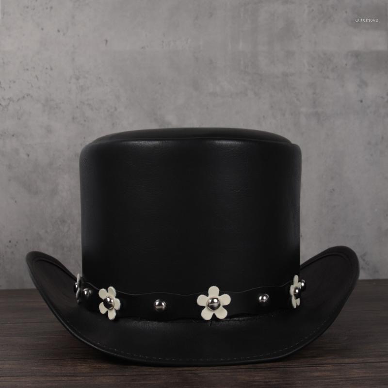 Women Leather Top Hat Flat Flower Fedoras Hat Magician Steampunk Cosplay Party Cap 3Size 13CM1, Black
Women Leather Top Hat Flat Flower Fedoras Hat Magician Steampunk Cosplay Party Cap 3Size 13CM1, Black