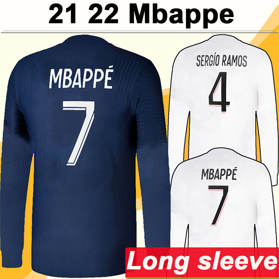 21 22 MBAPPE SERGIO RAMOS Long Sleeve Mens Soccer Jerseys ICARDI DI MARIA KIMPEMBE Home Away Football Shirts VERRATTI DRAXLER Uniforms, Cx4397 21 22 away ligu. 1 patch
21 22 MBAPPE SERGIO RAMOS Long Sleeve Mens Soccer Jerseys ICARDI DI MARIA KIMPEMBE Home Away Football Shirts VERRATTI DRAXLER Uniforms, Cx4397 21 22 away ligu. 1 patch