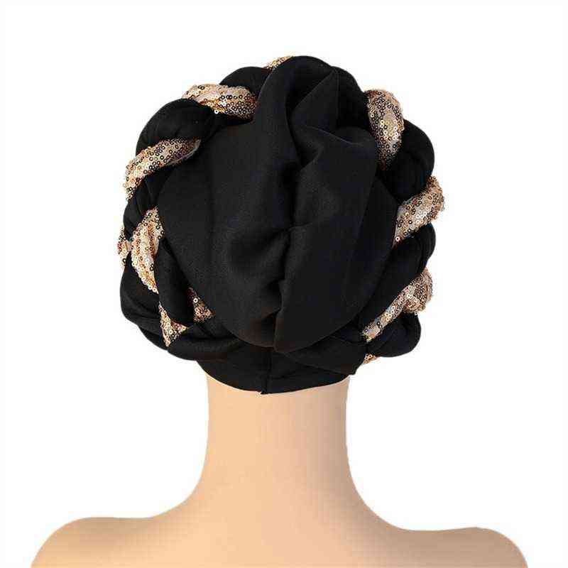 Turbans for Women Pleated Beanie Headwrap African Hat Arab Wrap Muslim Turban Scarf Women Hijabs Hair Aso oke Auto Gele 220124