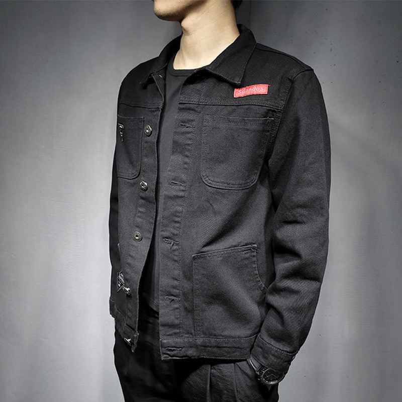 Solid Casual Slim Mens Denim Jacket Plus Size 5XL Bomber Black Jacket Men High Quality Cowboy Men's Jean Jacket Chaqueta Hombre T200502