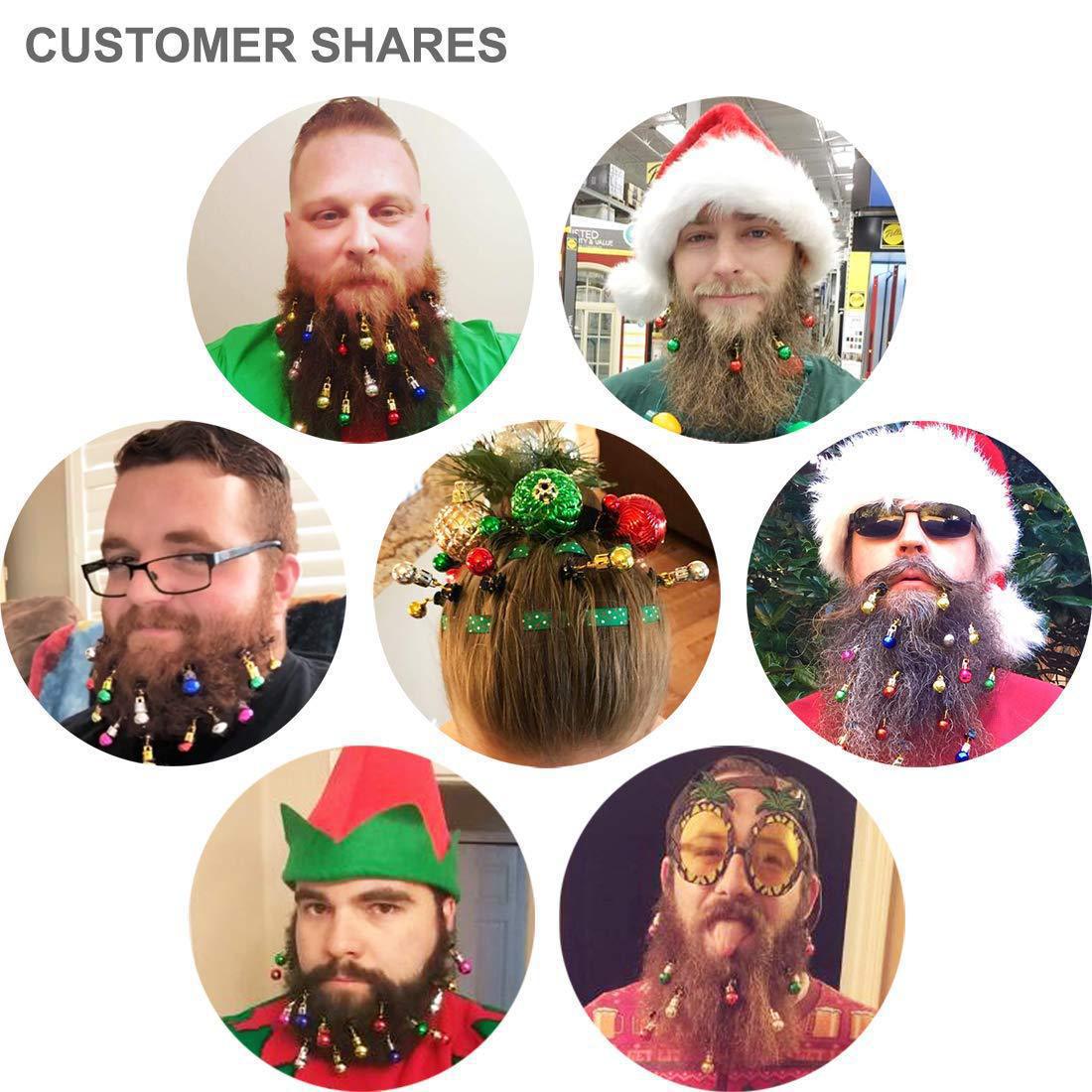 12pcs Christmas Ball Ornaments Baubles Clips Shiny Easy Attach High Gloss Facial Hair Clips Beard Bauble For Events Party