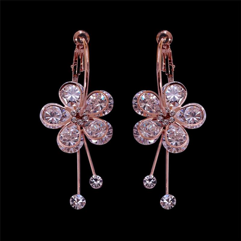 Wholesale 1pair women stainless steel zircon earrings rose gold/silver plated crystal flowers drop earrings for wedding LXE1007
Wholesale 1pair women stainless steel zircon earrings rose gold/silver plated crystal flowers drop earrings for wedding LXE1007