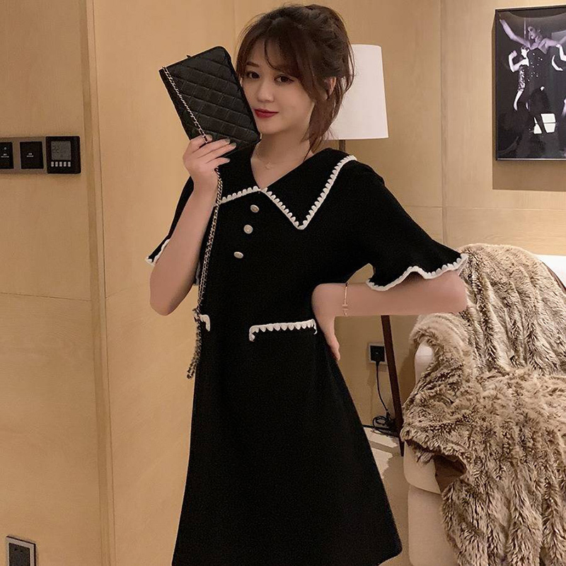Dress Elegant Summer Women Peter Pan Collar Short Sleeves Women' Solid Mini a Line Dressed in Ladies'dresses B1ce, Black
Dress Elegant Summer Women Peter Pan Collar Short Sleeves Women' Solid Mini a Line Dressed in Ladies'dresses B1ce, Black