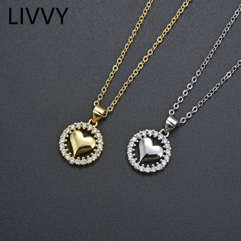Pendant Necklaces LIVVY Silver Color Hollowed-Out Round CZ Zircon Smooth Love Heart Shape Necklace For Women Clavicle Chain Jewelry Gift
Pendant Necklaces LIVVY Silver Color Hollowed-Out Round CZ Zircon Smooth Love Heart Shape Necklace For Women Clavicle Chain Jewelry Gift