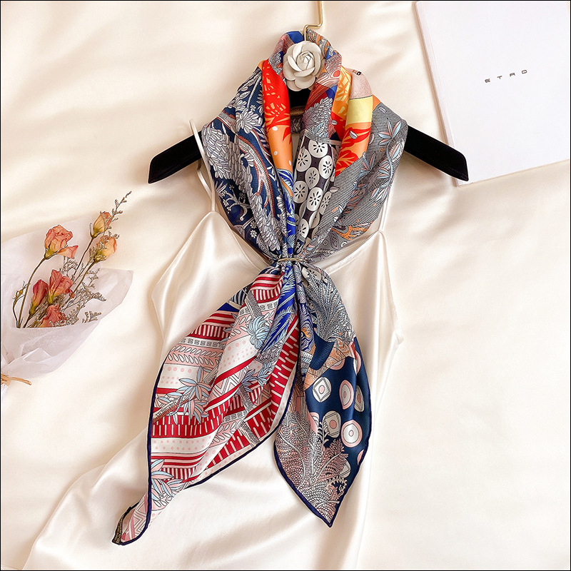Foulard Satin Scarf Female Silk Head Scarves For Ladies Hand Rolled Scarf 90 Foulard Luxe Curling "A Midsummer Night's Dream