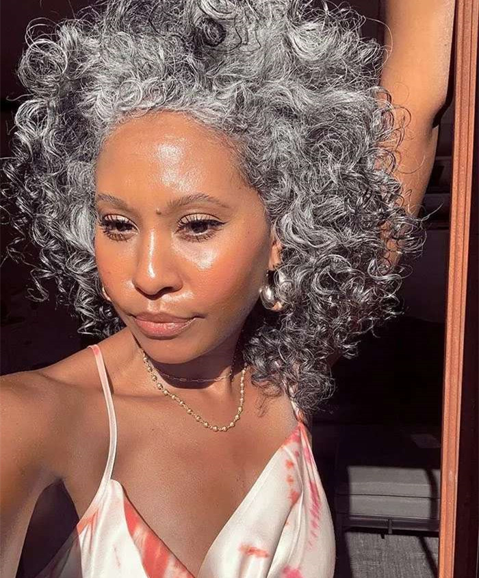 Salt and pepper natural grey ponytail hairextension deep curly medium length gray hairpiece 14inch silvergrey hair puff bun updo custom made 120g 140g