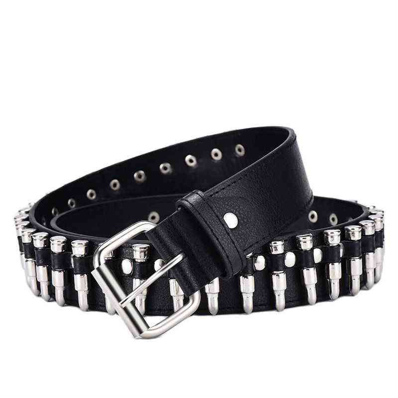 Garment Studed Rivet Bullet Belt Style Fashion Decoration Goth Jeans Steam Punk Rock Show Waist Parts Belts Apparel Accessories AA220312, Black