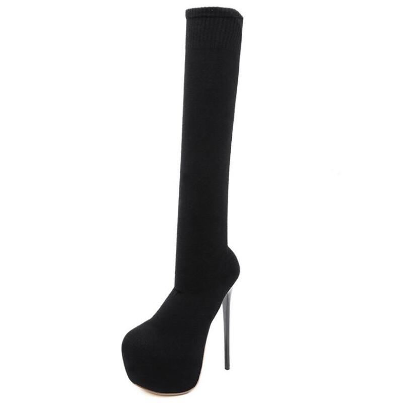 Women's boots new year super high heel stiletto fashion personality sexy temperament socks boots over the knee women's sho, Black
Women's boots new year super high heel stiletto fashion personality sexy temperament socks boots over the knee women's sho, Black