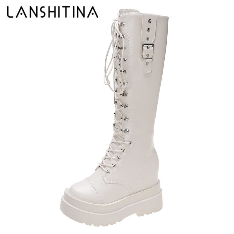 Women Chunky Platform Knee- High Boots Fashion Retro Punk Height Increasing Long Boots Woman Lace Up Women Autumn Winter Booties, Beige
Women Chunky Platform Knee- High Boots Fashion Retro Punk Height Increasing Long Boots Woman Lace Up Women Autumn Winter Booties, Beige