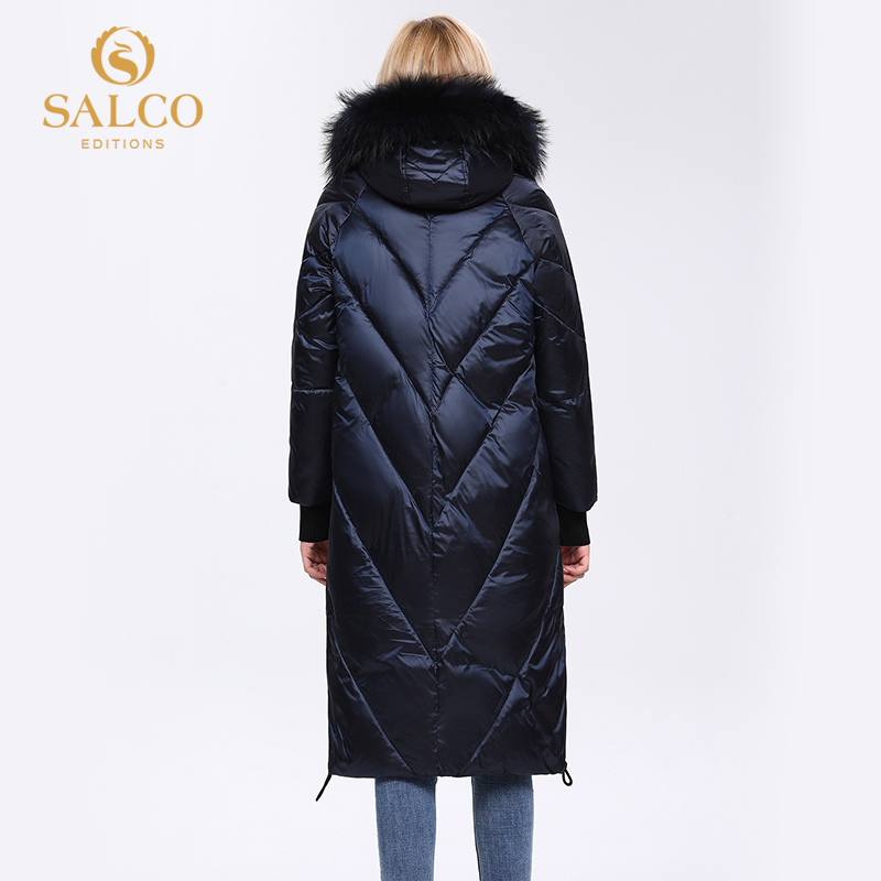 SALCO Free shipping The latest big-zipped pearl-cotton winter warm coat high-end real fur coat 201217