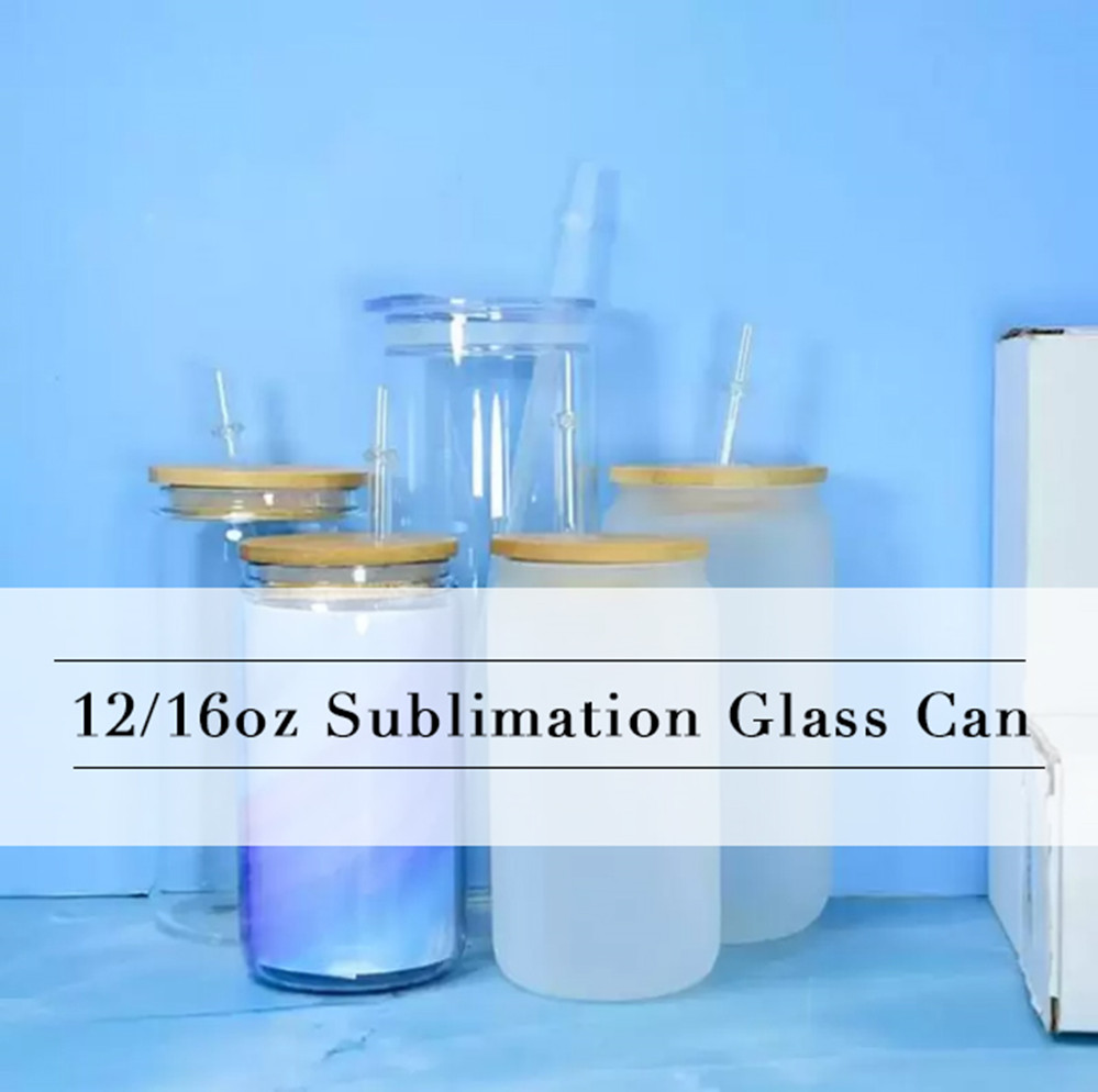 Sublimation 12oz 16oz Glass Tumblers Glasses Can with bamboo lid reusable straw beer Mugs Transparent frosted Soda Can Cup drinking Cups
Sublimation 12oz 16oz Glass Tumblers Glasses Can with bamboo lid reusable straw beer Mugs Transparent frosted Soda Can Cup drinking Cups