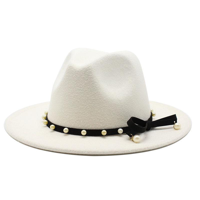 Wide Brim Autumn Female Fashion pearl Top hat wool Jazz Cap Winter Fedora Hat For men Wool Fashion Chapeau Femme pink Hats, White
Wide Brim Autumn Female Fashion pearl Top hat wool Jazz Cap Winter Fedora Hat For men Wool Fashion Chapeau Femme pink Hats, White